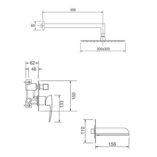 Душова система прихованого монтажу Gappo G7107-20, вилив - перемикач на лійку, 3-функції, хром - фото 8