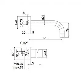 Смеситель для раковины настенный Paffoni Stick излив 175 мм steel SK006ST70, Нержавеющая сталь - фото 2