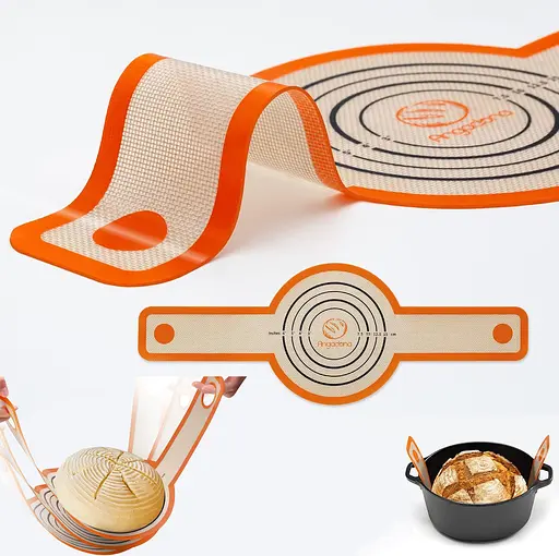 Набір для випікання хліба з овальним кошиком для розстоювання з ротанга з чохлом + килимок-слінг + шпатель, Kitchen Master Бежевий 87929 - фото 9