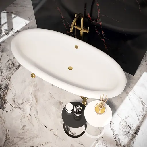 Ванна отдельностоящая глянцевая Amdcon Olmpa 180x90 черная из литого камня золотые ножки OLMPA_180_nzhk-g_BLACK_HL Черный - фото 5