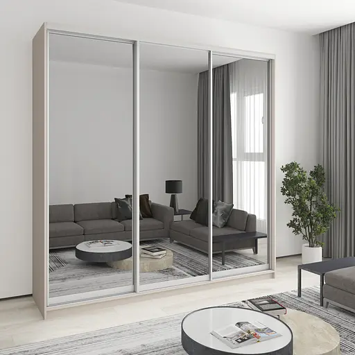 Шафа-купе тридверна MebelStar Комбо AL 3 Дзеркала 240x60x240 см Кашемір (MBS-2214)