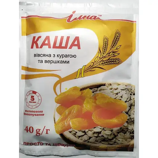 Каша швидкого приготування Ілна вівсяна з курагою та вершками 800 г (20 шт. по 40 г) - фото 1