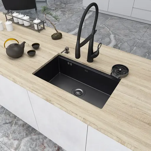 Черная мойка под столешницу 1.5 мм многофункциональная Nett NB-7042 - фото 2