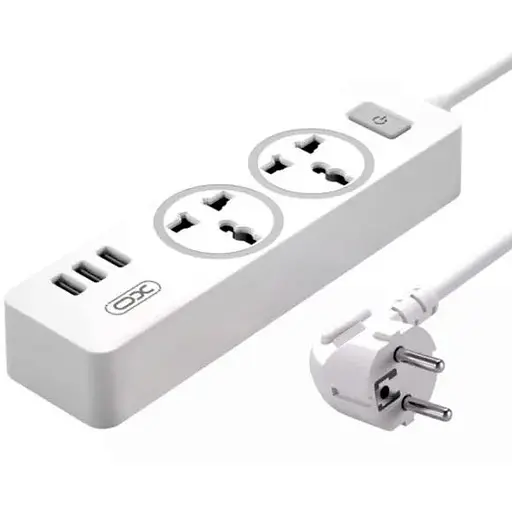 Мережевий фільтр XO WL04 подовжувач 2 розетки 3 USB 1.8 м білий