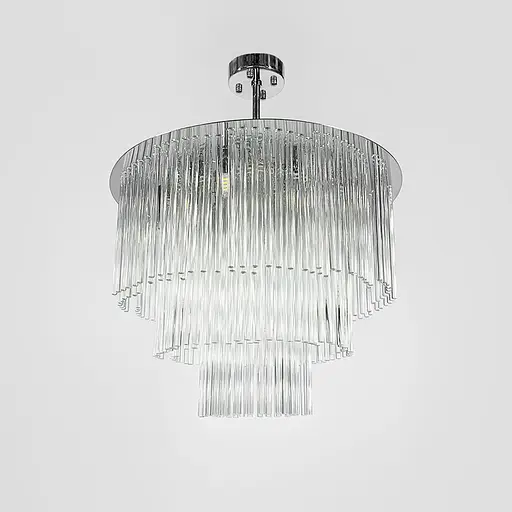 Люстра с тремя ярусами стеклянных трубок в хромированном корпусе Ø 60 см | Ст. MJ 100-600 CH | Line F - фото 1