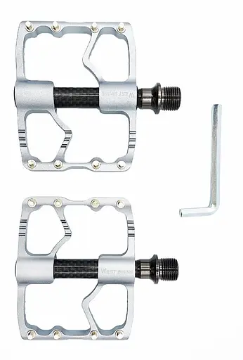 Педали велосипедные шоссейные алюминиевые West Biking YP0802098 на промподшипниках Серебристо-черный (G0000990) - фото 2