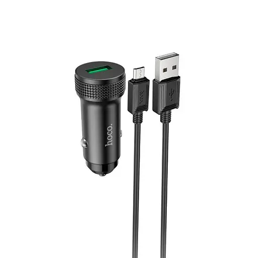 Адаптер автомобильный HOCO Micro USB Cable Level single port car charger Z49A 18W black - фото 2
