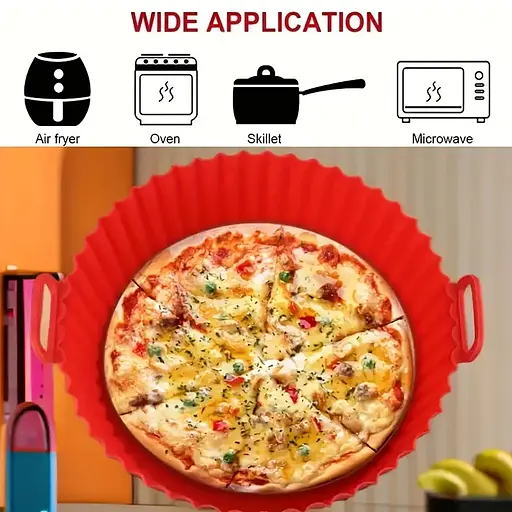 Круглая силиконовая форма для аэрогриля, духовки и мультипечи 22х22 см, Kitchen Master Зеленый 87961 - фото 9