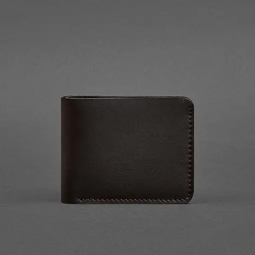 Кожаное портмоне 4.4 (с зажимом) темно-коричневое краст - фото 5