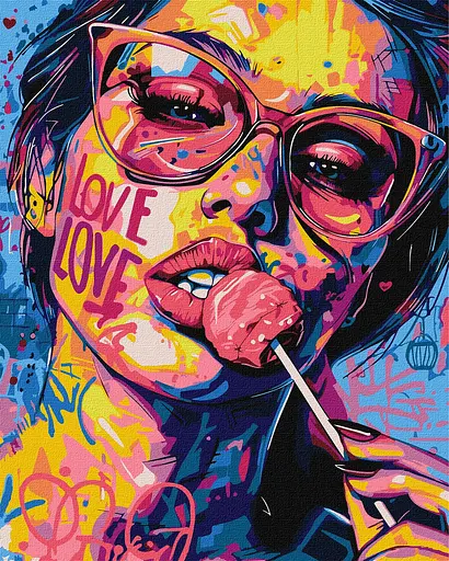 Набор для росписи по номерам Девушка с конфетой, Ideyka, 40x50 см, КНО5128