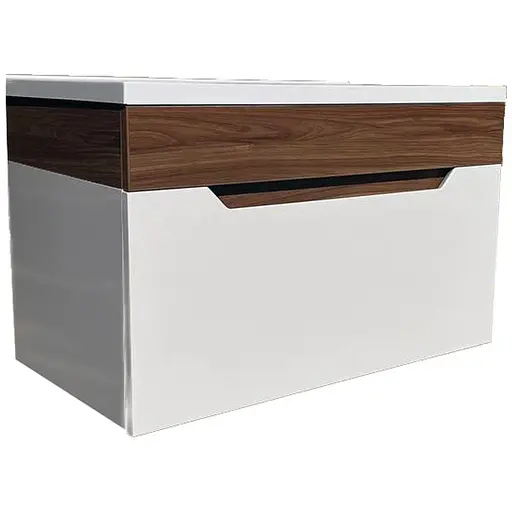 Тумба Мойдодир Colibri 80-А з умивальником Cosmo 80 підвісна французський горіх з білим Венге - фото 1