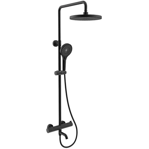 Душова система з термостатом Gappo G24790-6, вилив - перемикач на лійку 3 режими, Чорний матовий - фото 1