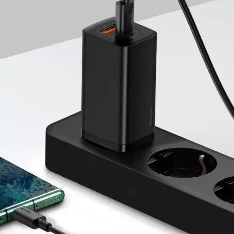 Мережевий зарядний пристрій Baseus GaN Lite 65 W 1 USB + Type-C (CCGAN2L-B01) чорний - фото 3