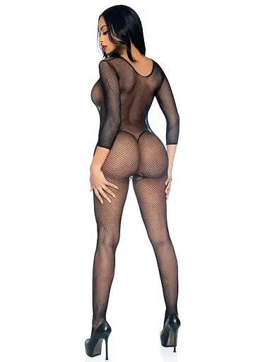 Бодістокінг Leg Avenue V Front Bodystocking One size Black дрібна сітка доступ - фото 2