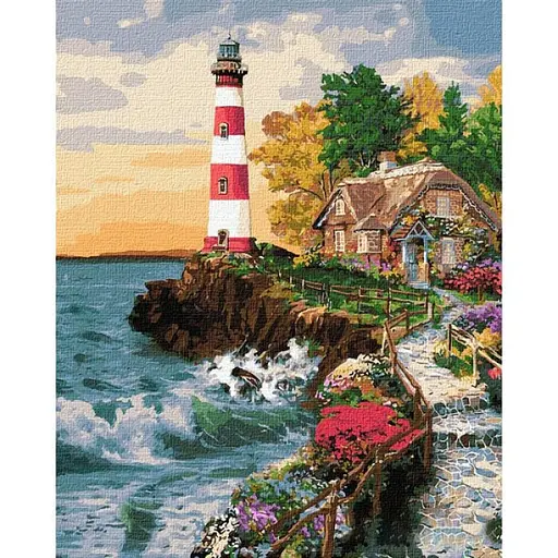 Набір для розпису по номерах. "Будинок у маяка" 40*50см КНО2835