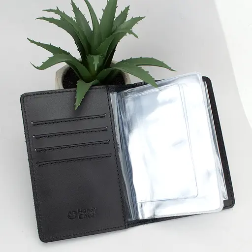 Обложка на водительские права мужская кожаная HC-05 черная (на права старого образца) - фото 2