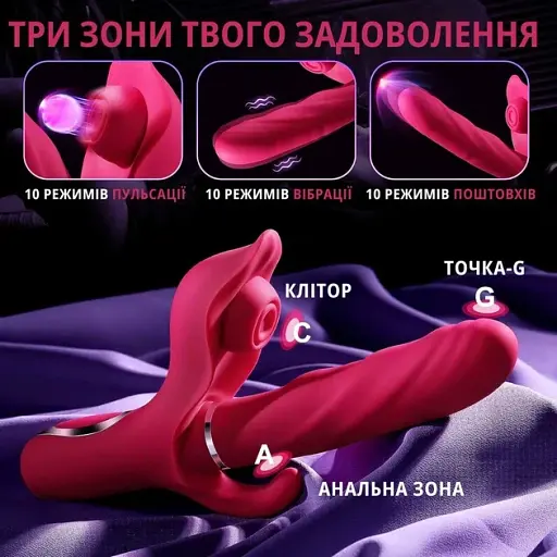 Вібратор I’MCUM DeepWave 3 в 1 з телескопічними рухами, всмоктуванням та анальною стимуляцією (IM-ZDB371) - фото 3