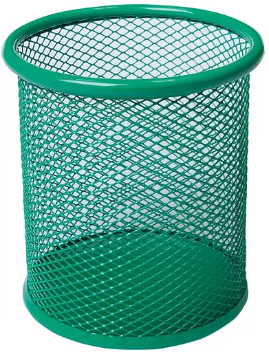 Подставка для ручек круглая, металлическая, зеленый