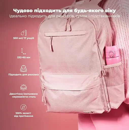 Пляшка для води ION8 металева вакуумна 500 мл Vacuum Insulated Rose Bloom (I8TS500ROSEB) - фото 5