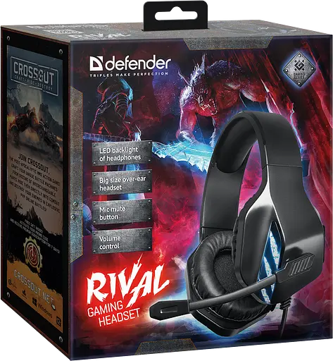 Ігрові навушники Defender Rival 2.2м з мікрофоном та підсвічуванням (Чорний) - фото 6