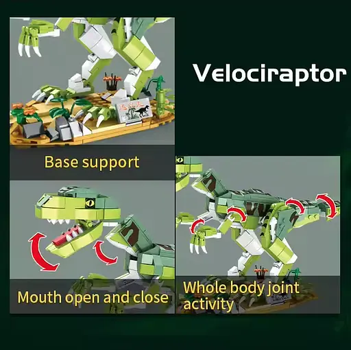 Конструктор динозавр   WOMA велоцераптор   детский   533 детали - фото 4