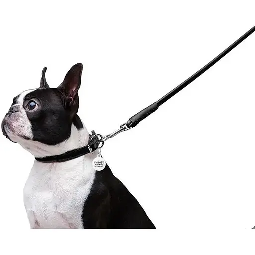 Повідець для собак Waudog Glamour шкіряний круглий, чорний - фото 6