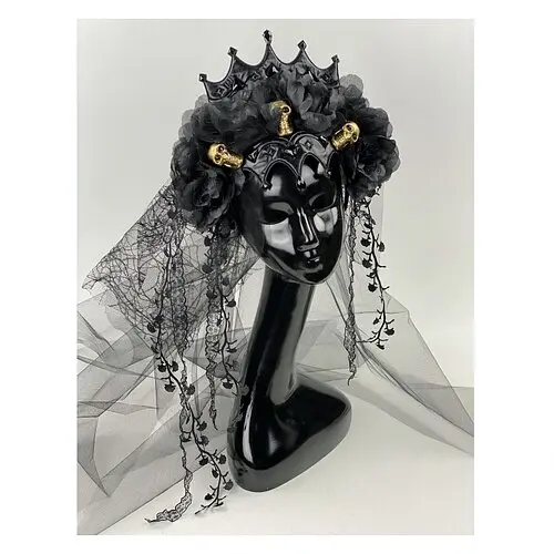 Обруч Готична королева з черепами і фатою - фото 1