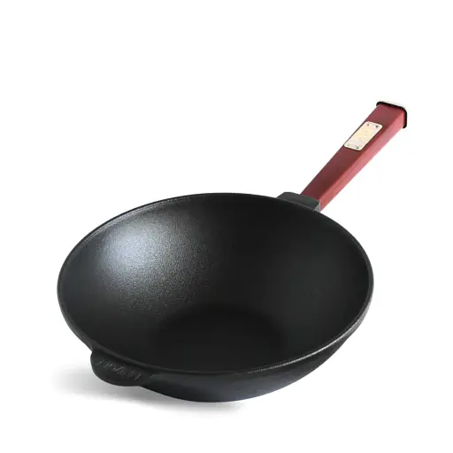 Уценка. Сковорода Brizoll Wok чугунная с деревянной ручкой 26 см (W26HP2) - фото 2