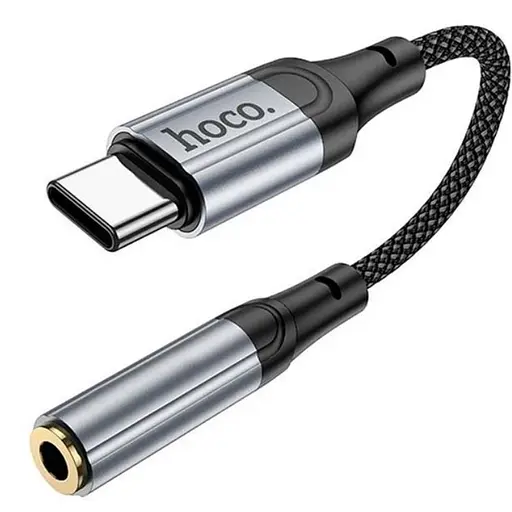 Перехідник для телефона Hoco LS36 type c на 3.5 мм 0.12m компактний адаптер usb c на jack 3.5 аудіоконвертер Сірий - фото 3