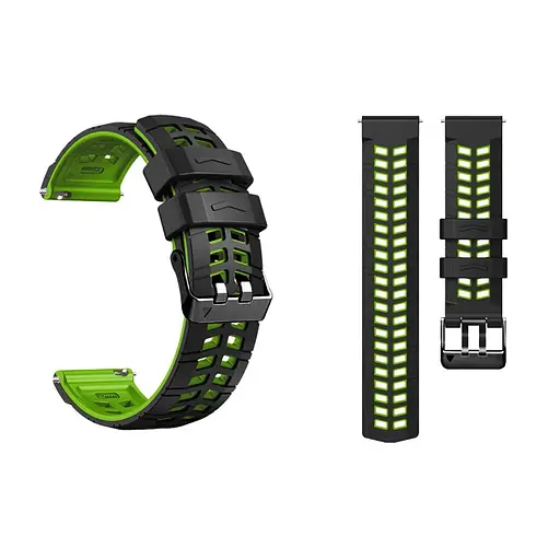 Ремінець силіконовий Tamister для годинника Sport 2 чорний з зеленим 22 мм - фото 3