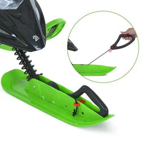 Снегокат детский MS 4636-1 с низкой рамой, мягким сиденьем из экокожи, усиленным рулем, зеленый - фото 3