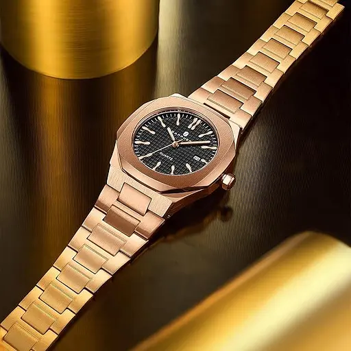 Годинник SAPPHERO Чоловічий кварцовий годинник Срібний браслет з нержавіючої сталі 100 м Водонепроникний календар дат Чорний - фото 3