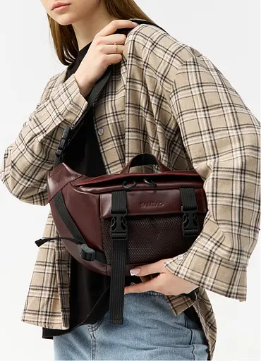 Велика жіноча поясна сумка бананка Sambag DynamicDart марсала 38 × 21 × 7 см (80411120) - фото 3