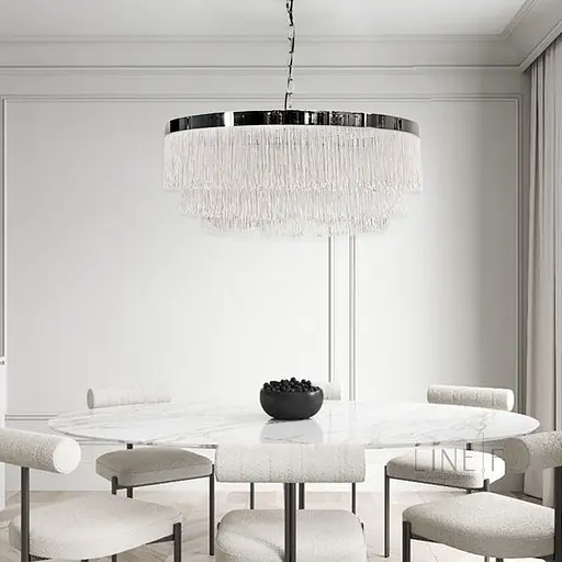 Підвісна 3-х ярусна люстра в хромованому корпусі у 3-х розмірах | Арт. MJ 195 Silver+WT | Line F - фото 6