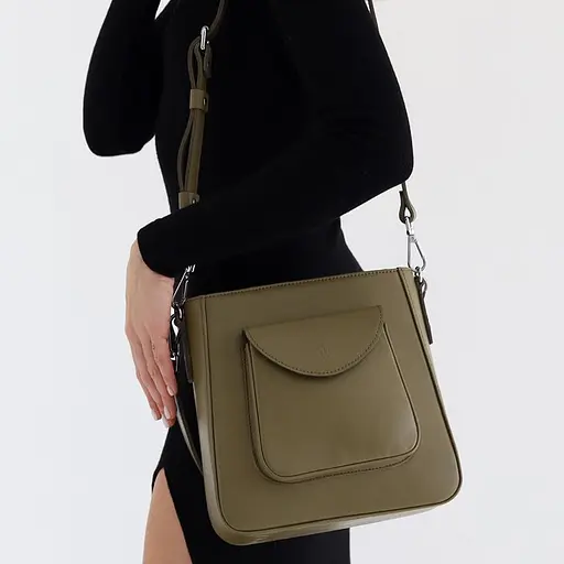 Жіноча шкіряна сумка Stella оливкова - фото 10