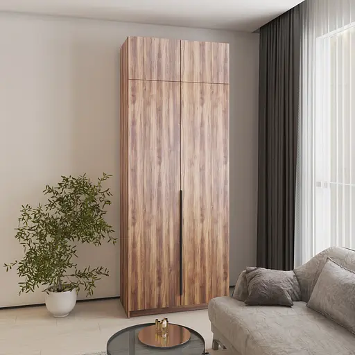 Шафа 2-дверна з антресоллю MebelStar Оскар ДСП BL-B, комплект полиць 100x52x260 см Дуб бурштиновий (MBS-4843) - фото 1