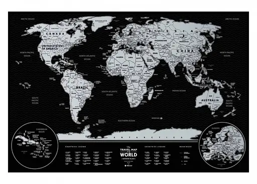 Скретч карта мира 1DEA.me Travel Map Weekend Black World (silver) (англ.) (13073) - фото 2