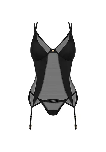 Корсет та стрінги Obsessive Nesari XL/2XL (чорний) - фото 11