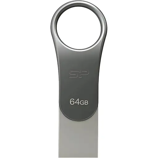 USB флеш-накопитель Silicon Power Mobile C80 64GB USB-A 3.2 Gen 1/USB-C Silver (SP064GBUC3C80V1S) [134403]