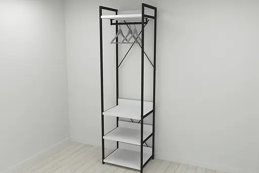 Шафа Гардероб Уні секція 3 серії Конект Ferrum-decor 220x60x50см Чорний метал ДСП Білий 32 мм (FRD-104523) - фото 3