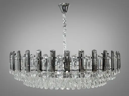 Шикарна кругла кришталева люстра на 18 ламп, срібного кольору - фото 3