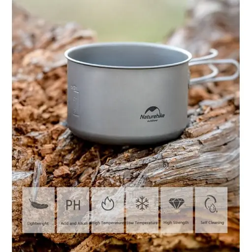 Титанова каструля (котелок) зі складною ручкою 1300мл Naturehike NH18T202-B - фото 4