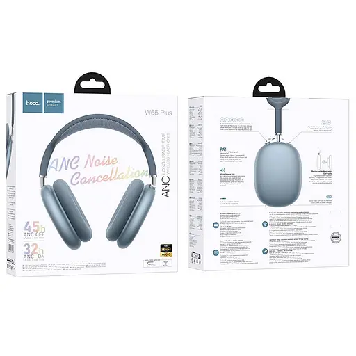Накладні бездротові навушники Hoco W65 Plus Happy ANC Blue - фото 3