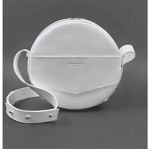 Шкіряна жіноча кругла сумка-рюкзак Maxi біла - фото 1