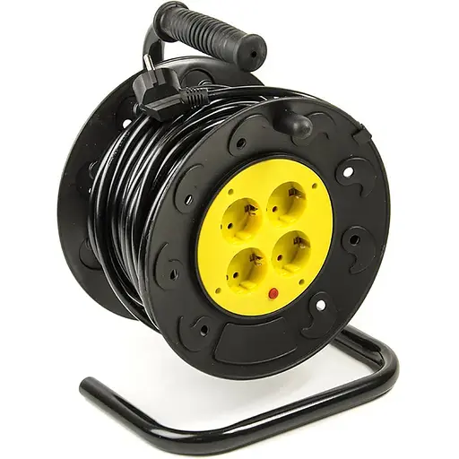 Удлинитель на катушке PowerPlant 20 м, 3x1.5мм2, 10А, 4 розетки, морозостойкий (JY-2002/20)