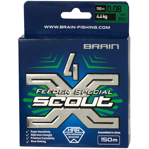 Шнур Brain Scout 4X 150 м (deep green) 0.080 мм 4.4 кг - фото 2