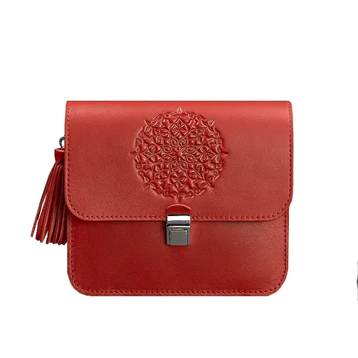 Шкіряна жіноча бохо-сумка Лілу червона - фото 9