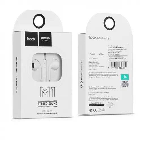 Навушники Hoco M1 original series earphones білі - фото 2