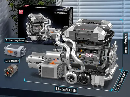 Конструктор двигатель Mould King Bugatti W16 Engine моторизованный для детей и взрослых 2024 деталей - фото 5