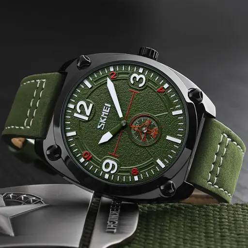 Чоловічий класичний годинник Skmei 9155 зелений - фото 3